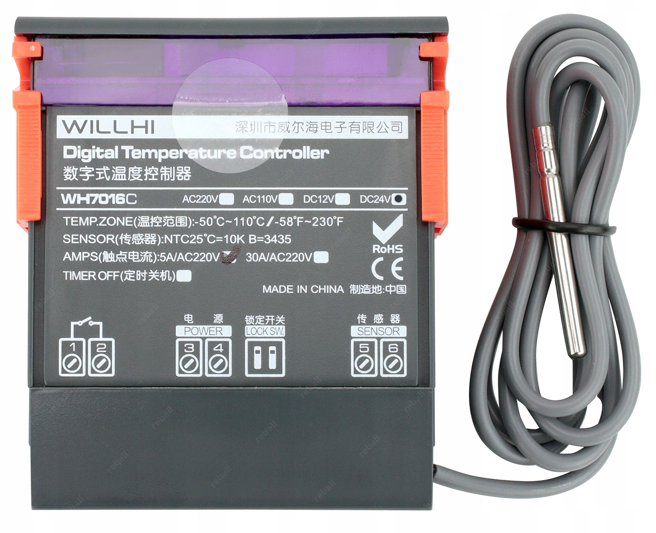 TERMOSTAT REGULATOR TEMPERATUR WILLHI WH7016C+ 12V Marka inny