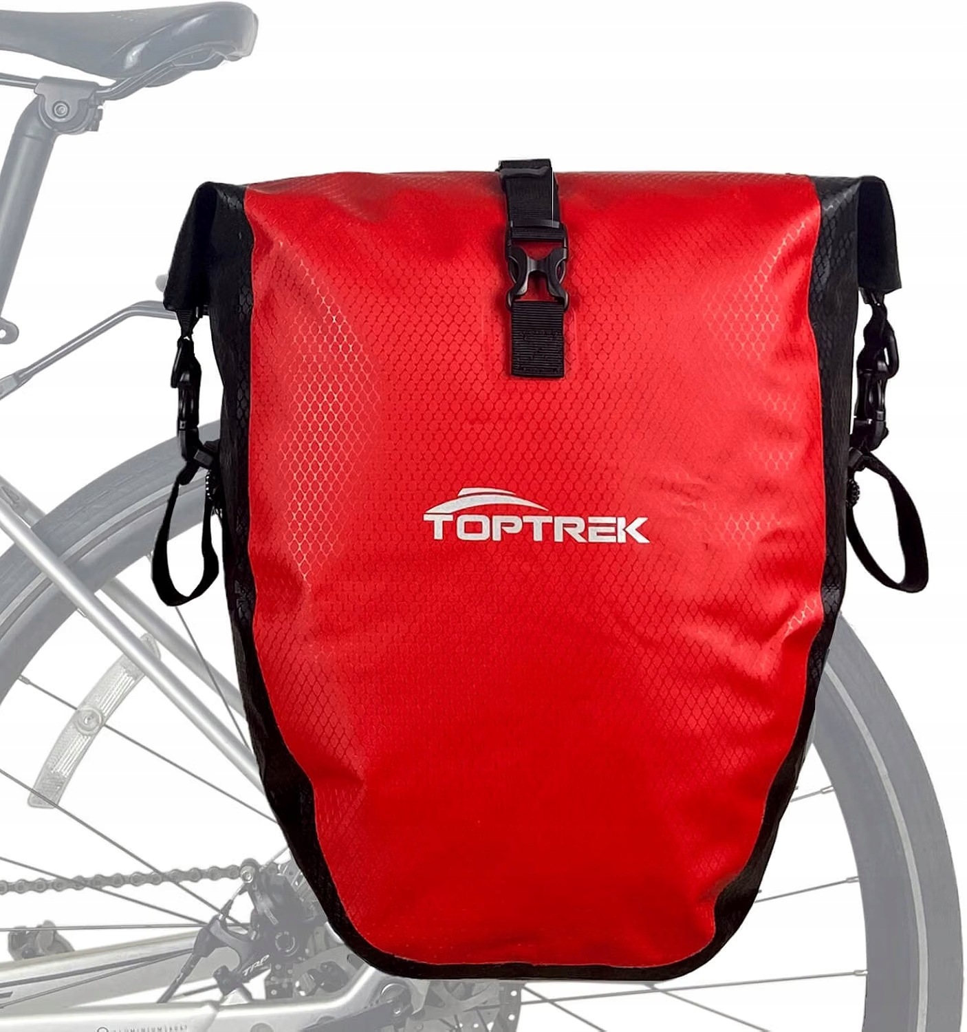 Toptrek Torba rowerowa na bagażnik 23-28L wodoodporna tylna Czerwona