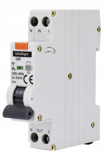 Vypínač Rcbo 1P B 16A 30mA Typ Ac Schelinger A08-GKR-AC-B16