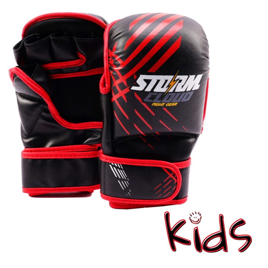 StormCloud Rękawice MMA dla dzieci Lynx Czarno/Czerwone Junior M