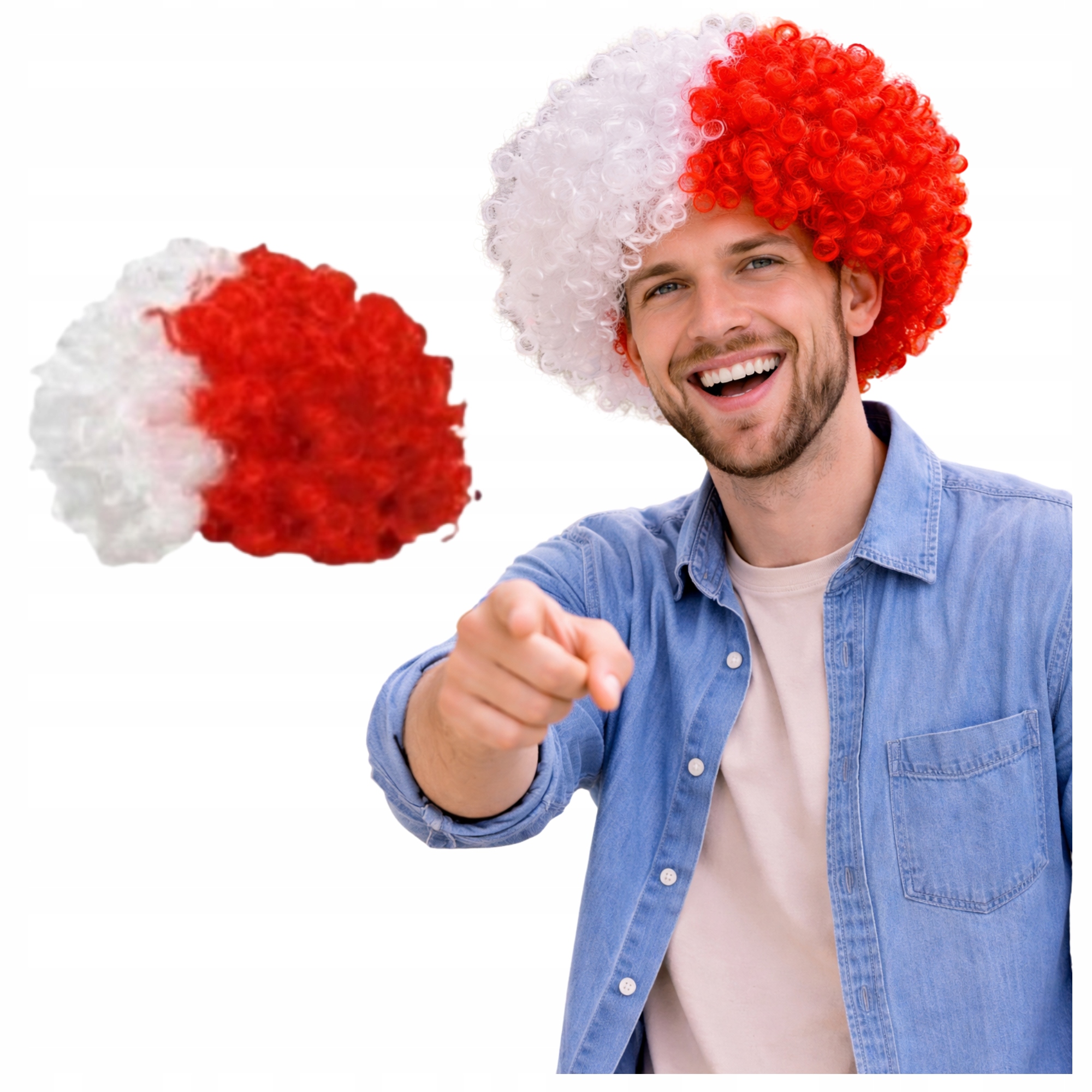 Peruka Kibica Reprezentacji Polski Afro Biało Czerwona Polska Na Mecz