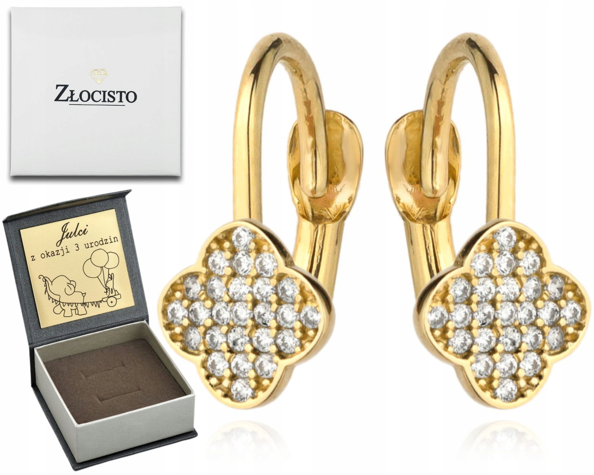 Zlaté Náušnice S Zirkony 585