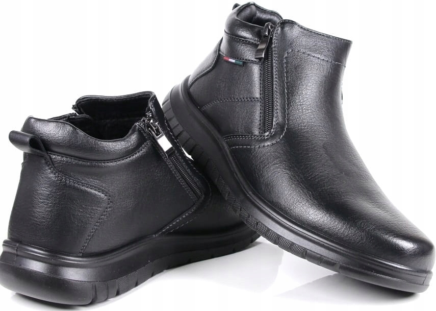 Černé Pánské Boty Na Zimu Kotníkové Boty Pohodlné Teplé Kožíšek Uvnitř Nazouvací