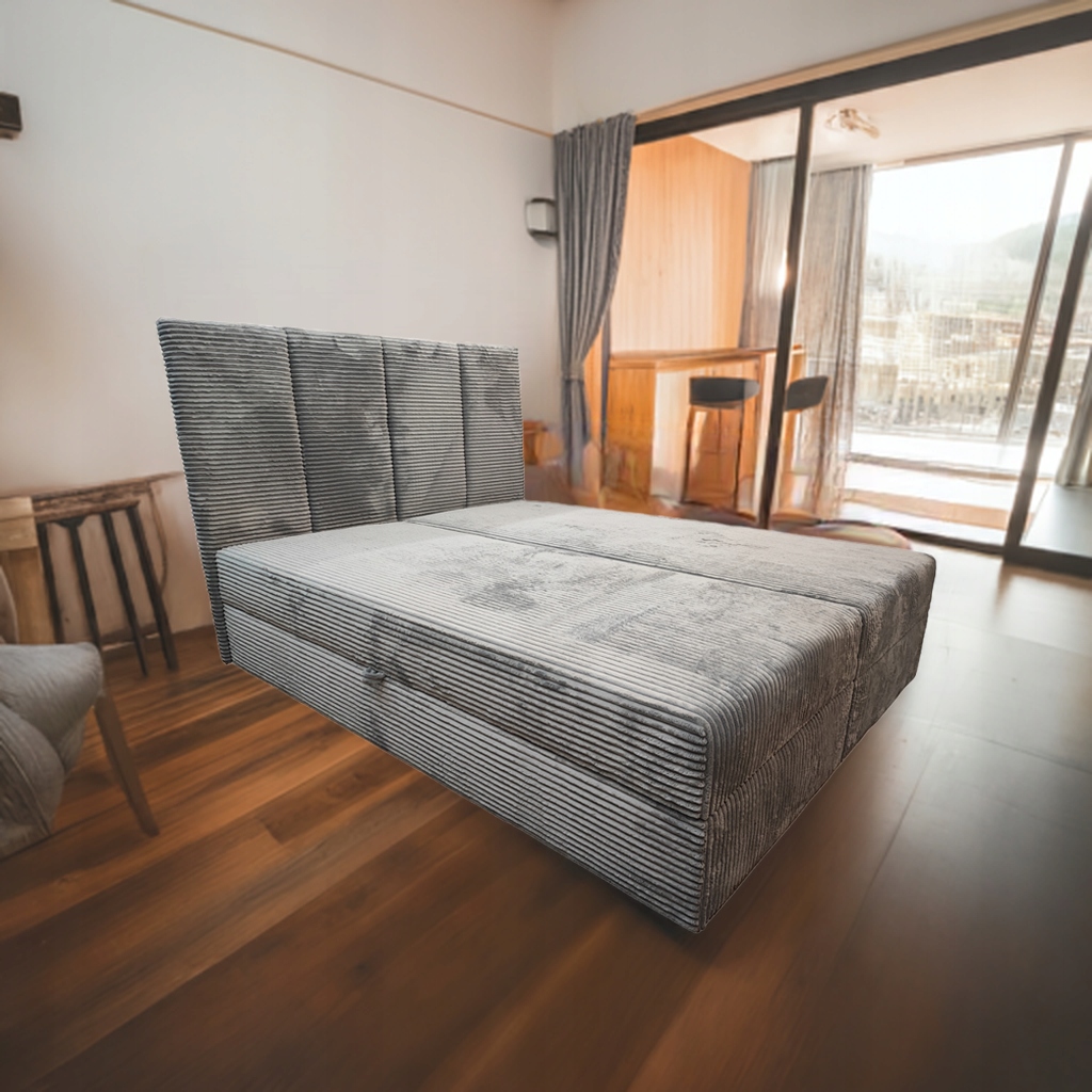 Komfortní Kontinentální Ložní Postel 140x200 Manželská Postel Sztruks