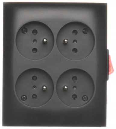 Simon Aquaclick Gniazdo poczwórne 4-krotne z wyłącznikiem natynkowe czarne