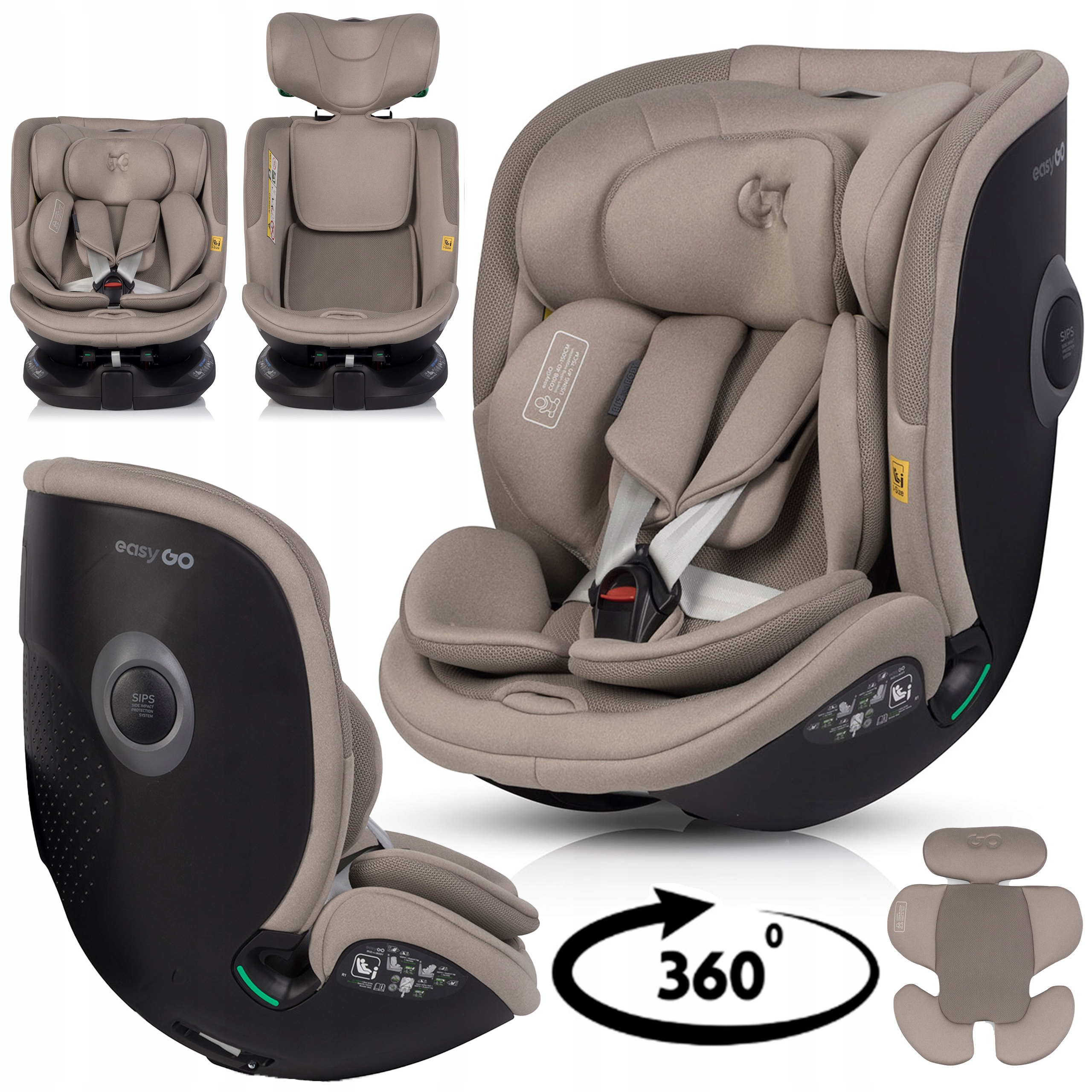 Fotelik Samochodowy Dla Dziecka Obrotowy i-SIZE Rwf 0-36 Kg 20x Regulacja