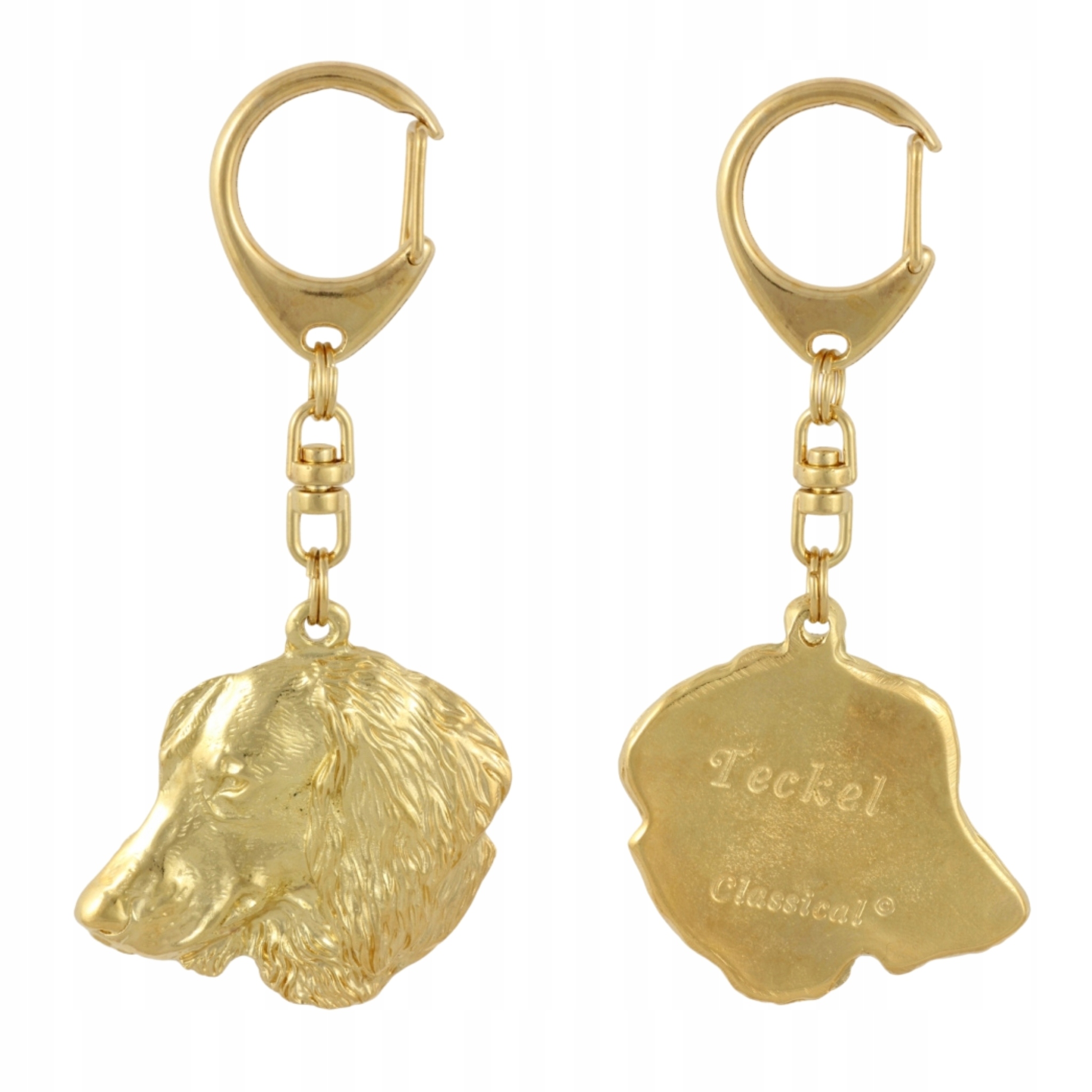 Jezevčík drsnosrstý IV pozlacený přívěsek na klíče na klíče se psem v krabičce