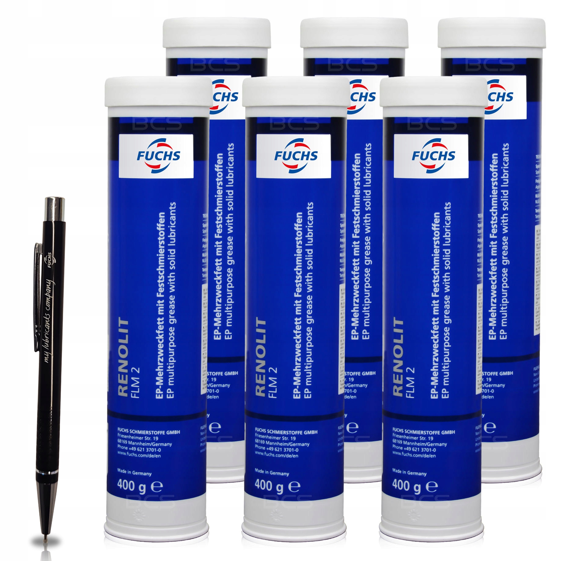 6 x FUCHS RENOLIT FLM 2 - SMAR LITOWY Z MOS2 - NLGI 2 - W TUBIE - 400g