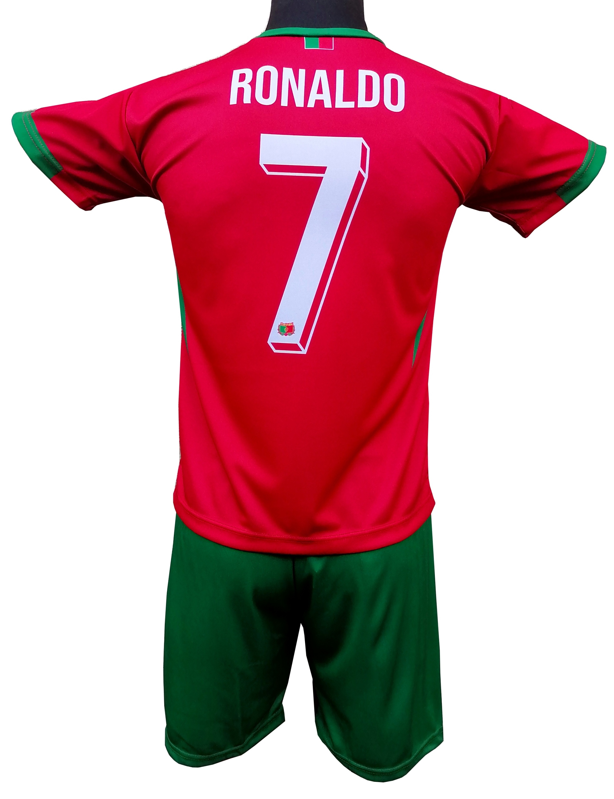 Komplet strój piłkarski Ronaldo Portugalia koszulka spodenki wzrost 140 cm