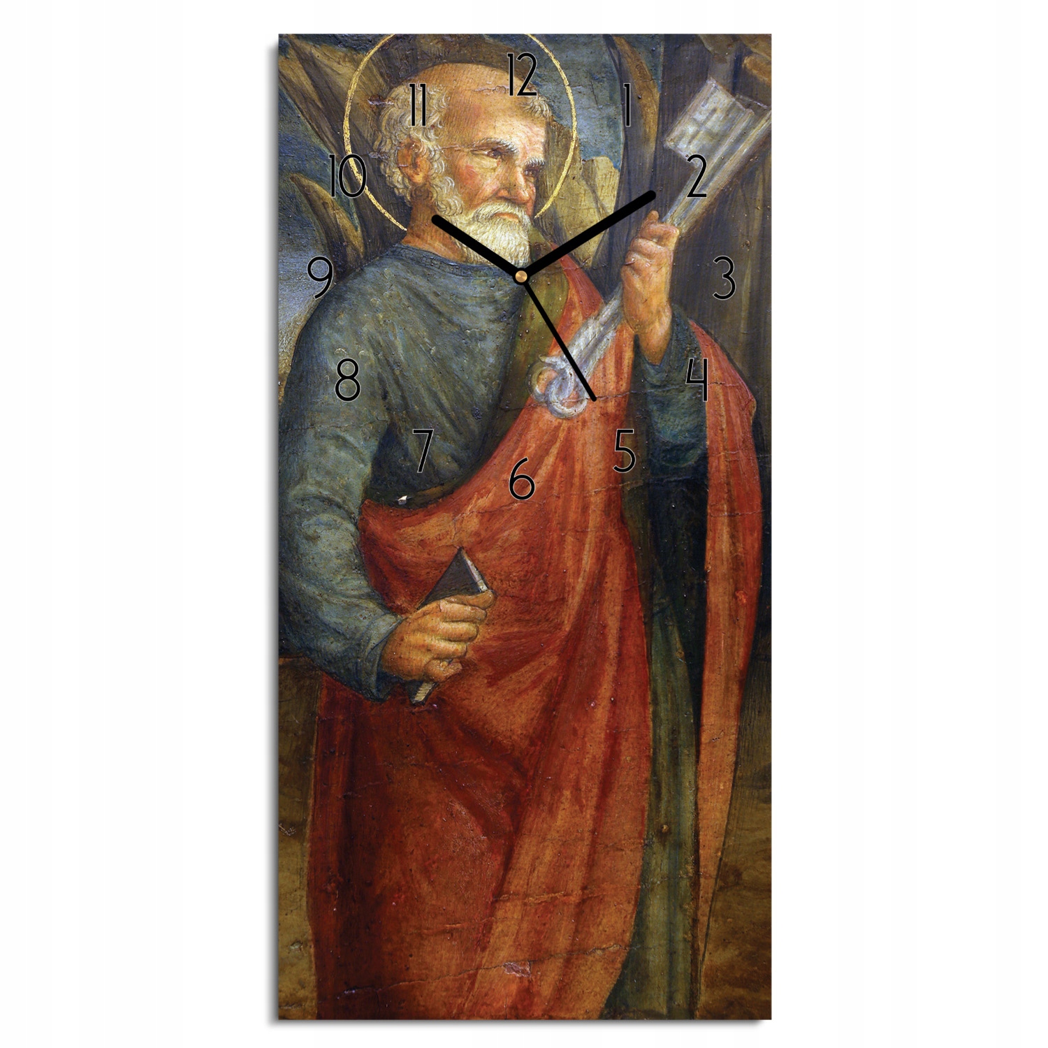 Svatý Petr, klíč, skleněný obdélníkový hodinový stroj 30x60