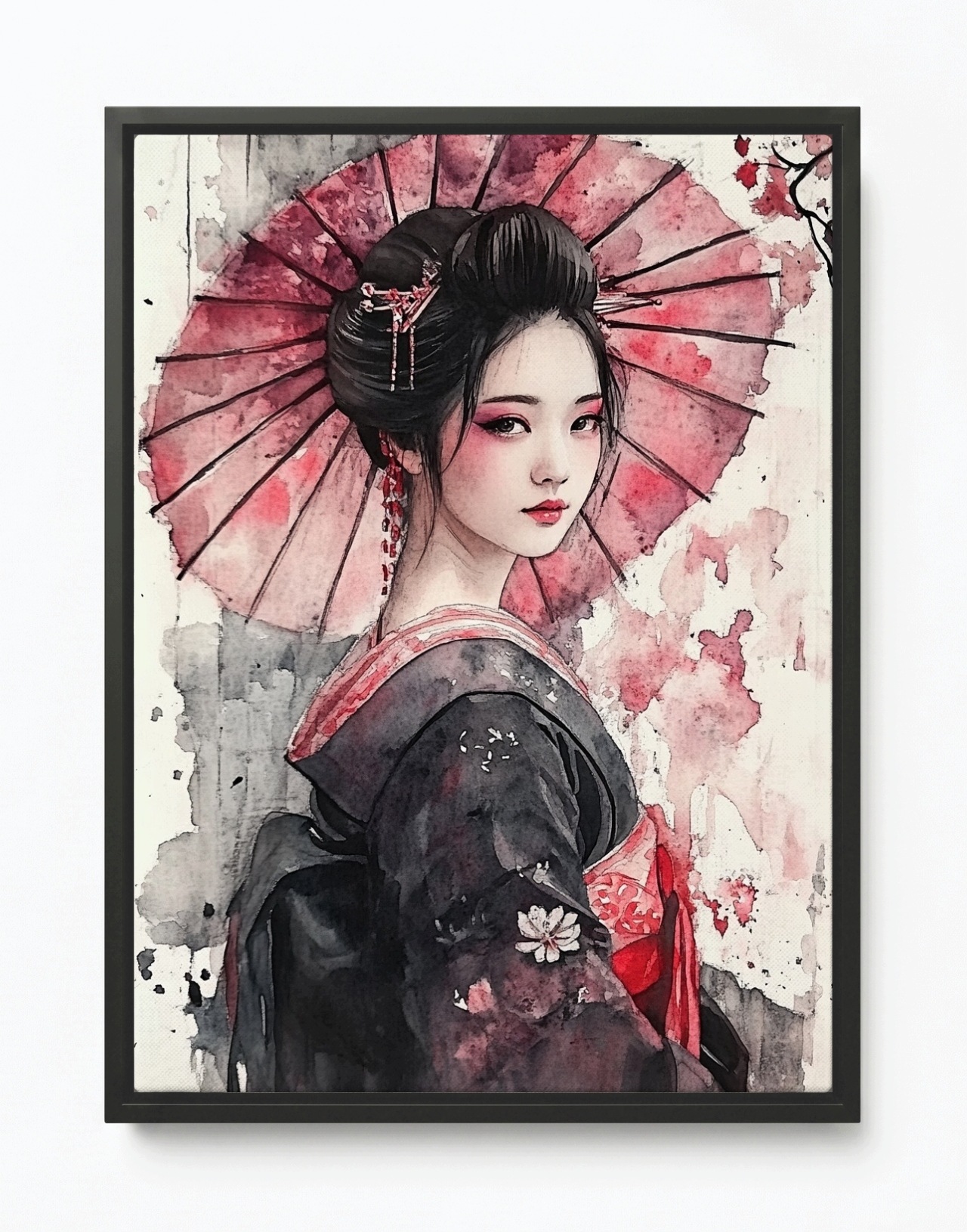 Obraz Rám Americká Krabička Portrét Žena Gejša Japonsko Tradice Asie 60x80