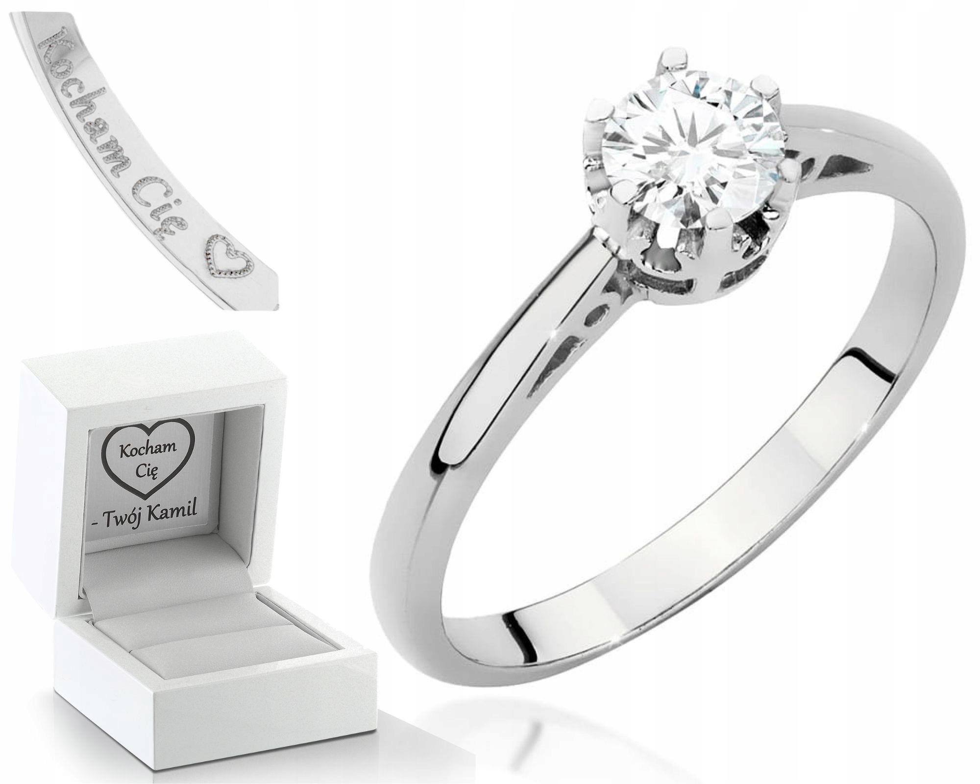 Bílé Zlato Prstýnek S Briliantem 585 Gravírování Bonus
