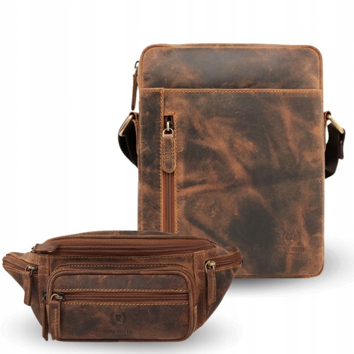 Pánská kožená taška přes rameno ledvinka pánská dárková sada