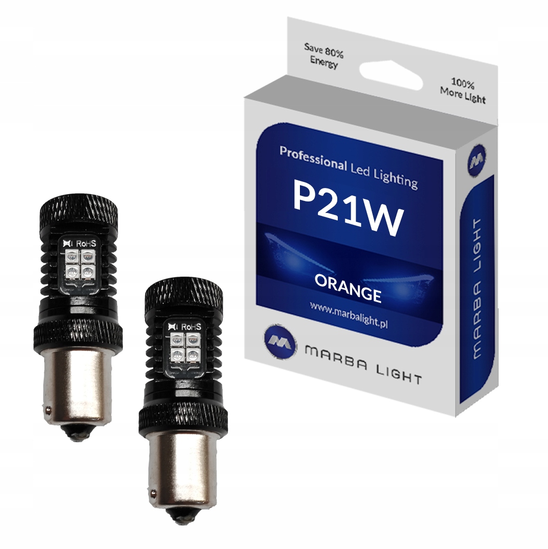 Led Žárovky P21W BA15S Oranžové Propichující Silné Až Červené Stínidlo