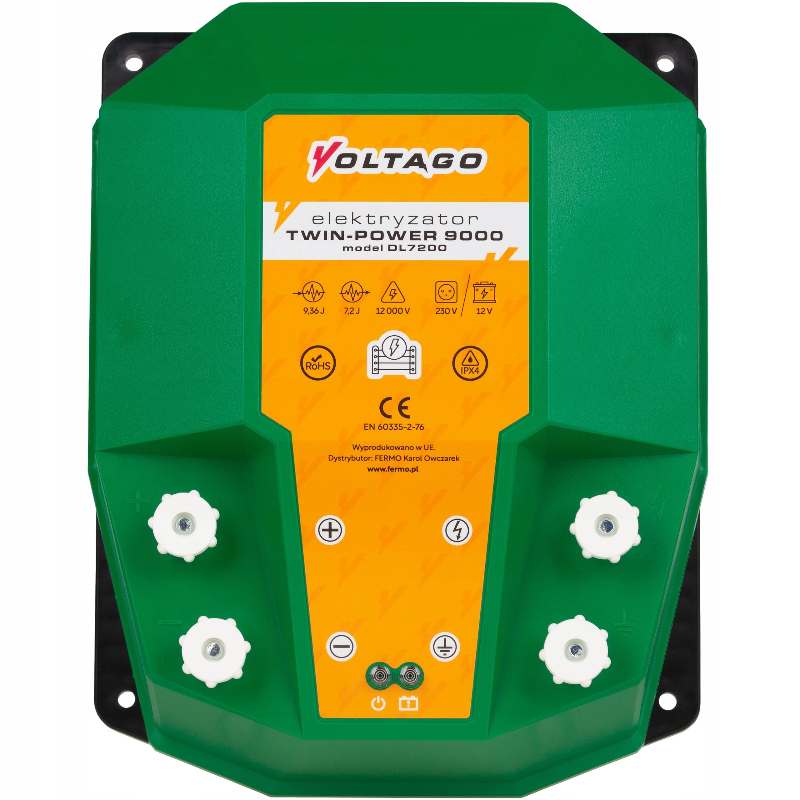 Pastuch elektryczny Voltago Twin-Power 9000 bardzo mocny 9,36 J na dziki