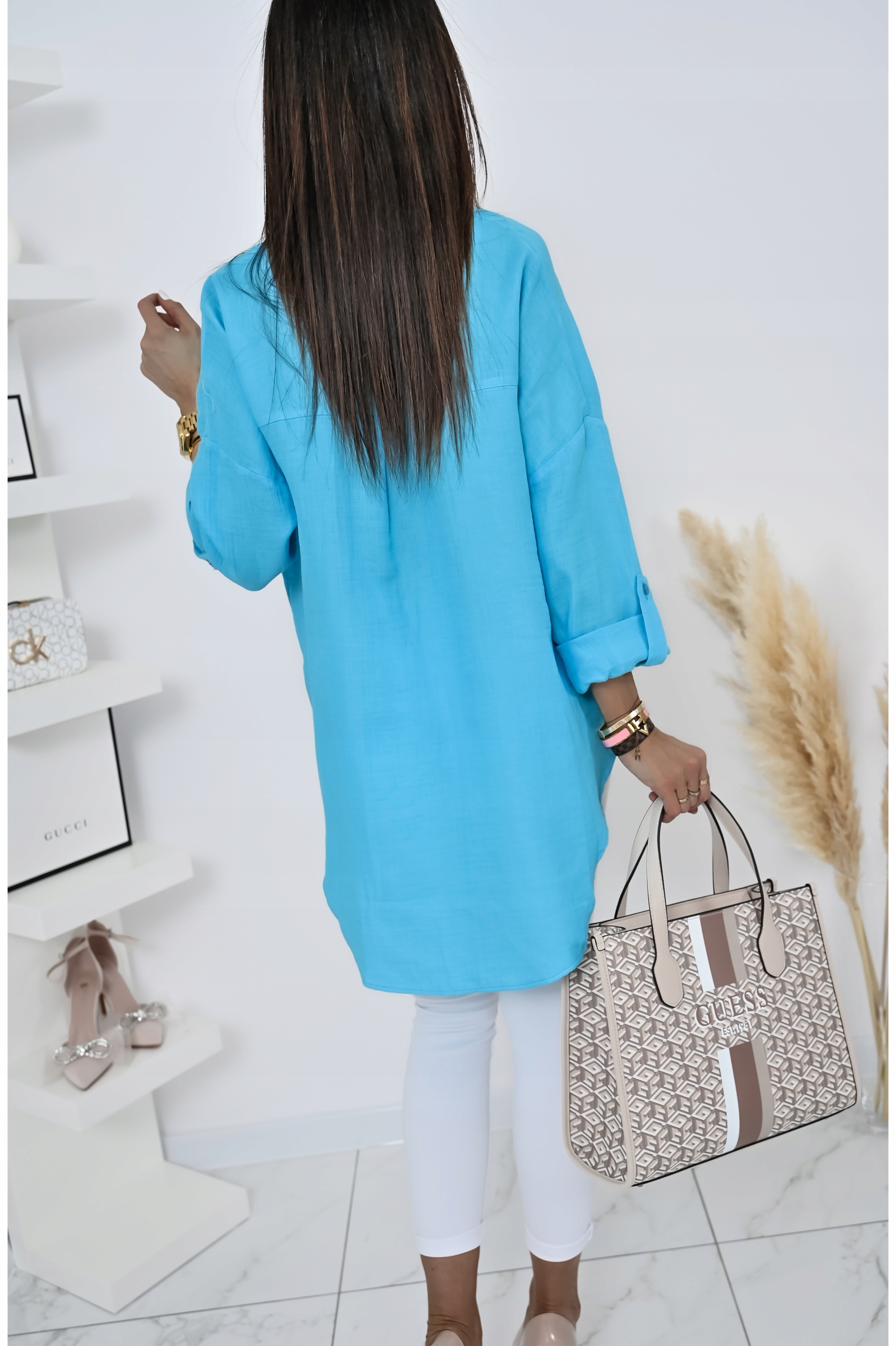 OVERSIZOWA KOSZULA ZE ZDOBIENIEM VANES! WZ.1 XL Dekolt kołnierzyk