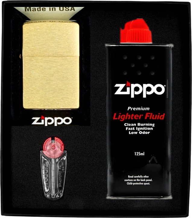 Sada Zippo Zapalovač Brass Brushed Dárkový No1