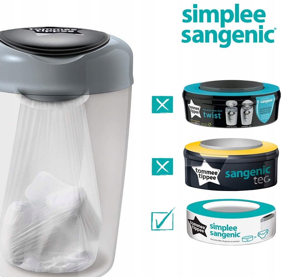 TOMMEE TIPPEE wkład SIMPLEE SANGENIC 1 sztuka Rodzaj wkład do kosza