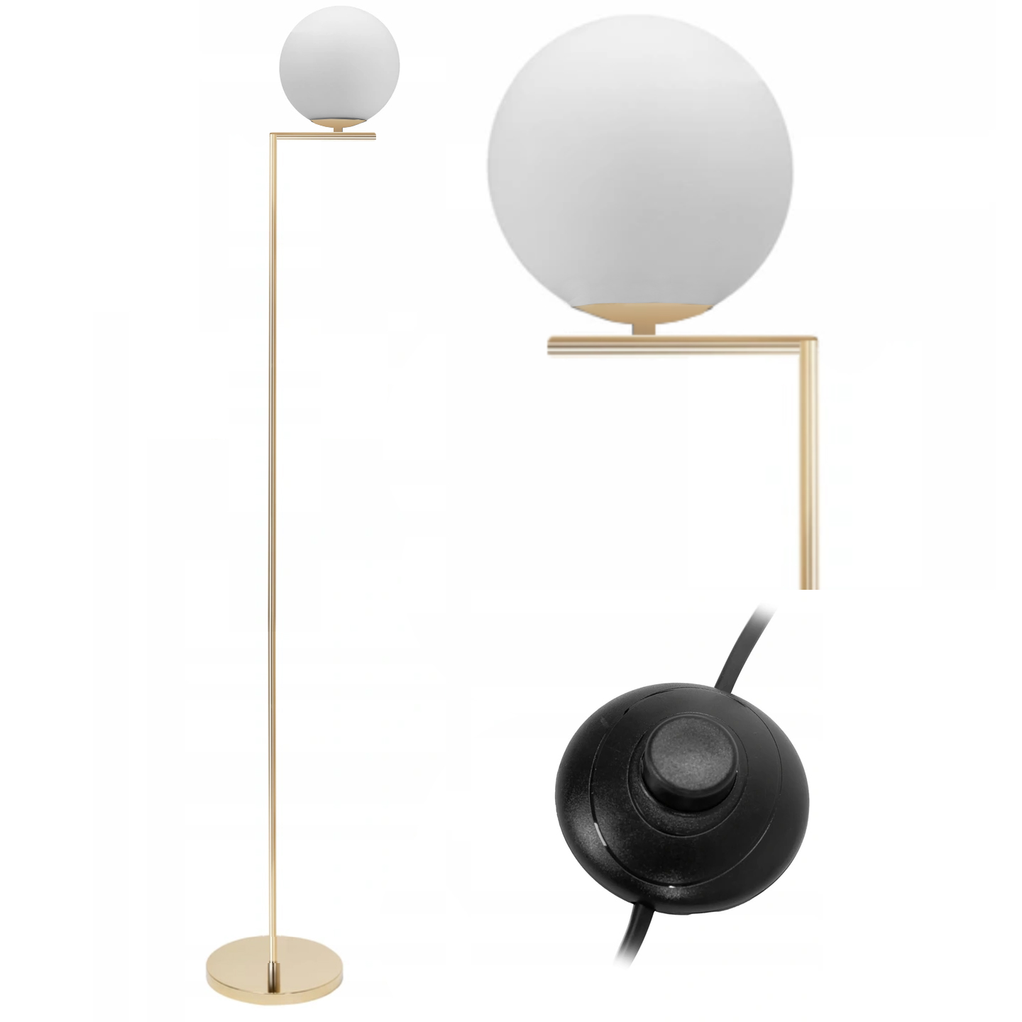 

Lampa Stojąca Podłogowa Nowoczesna Złota Glamour