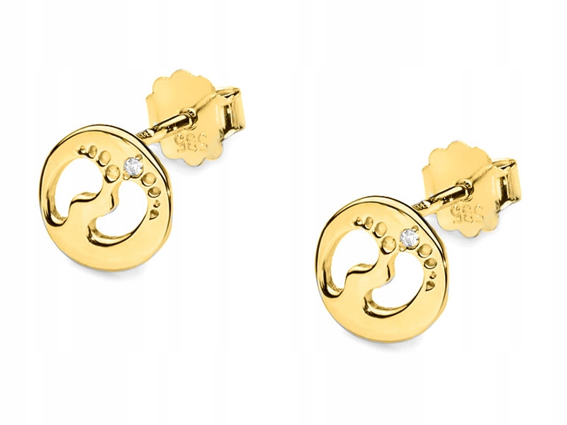 Zlaté náušnice 585 cm s brilianty 1,05 g módní vzor dárek 14k módní