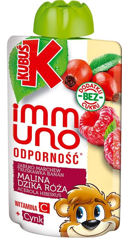 Kubuś MUS Immuno Dzika Róża Malina Wit C 12 x 100g EAN (GTIN) 5901067408349