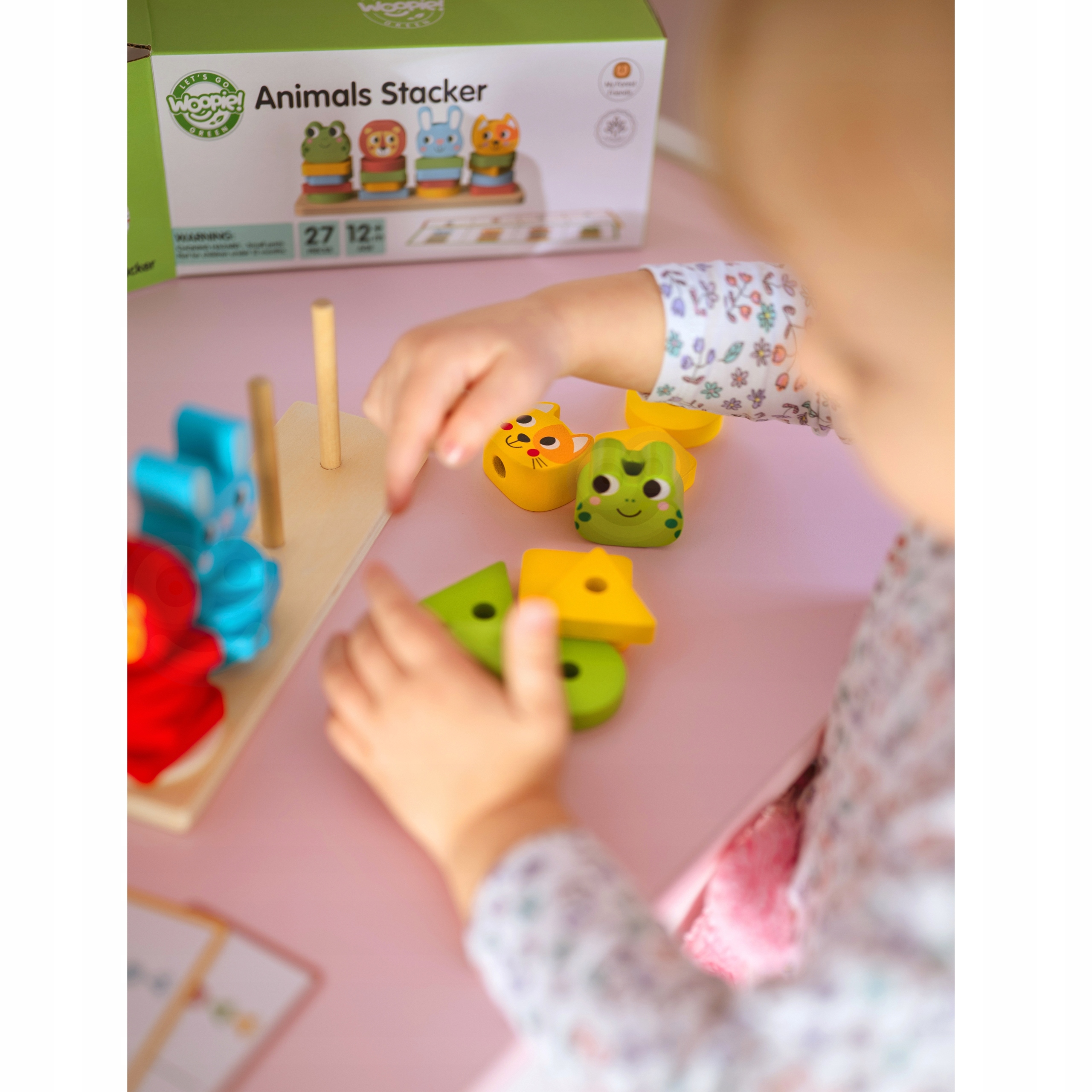 PIRAMIDKA SENSORYCZNA UKŁADANKA MONTESSORI SORTER DREWNIANE KLOCKI WOOPIE Płeć chłopcy dziewczynki