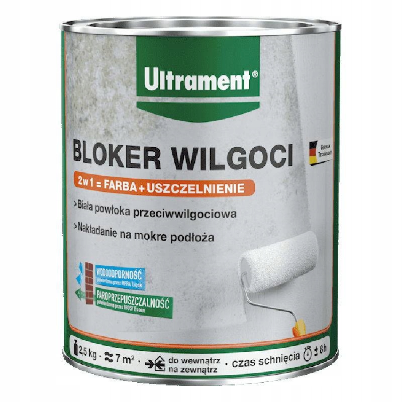 Ultrament Farba Izolacja Bloker Wilgoci w Ścianach Sufitach 2,5kg