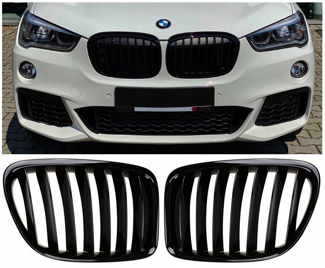 BMW X1 E84 Kühlergrill Set - Doppelbrückengrill Frontgrill 2010-2015 In Hellschwarz