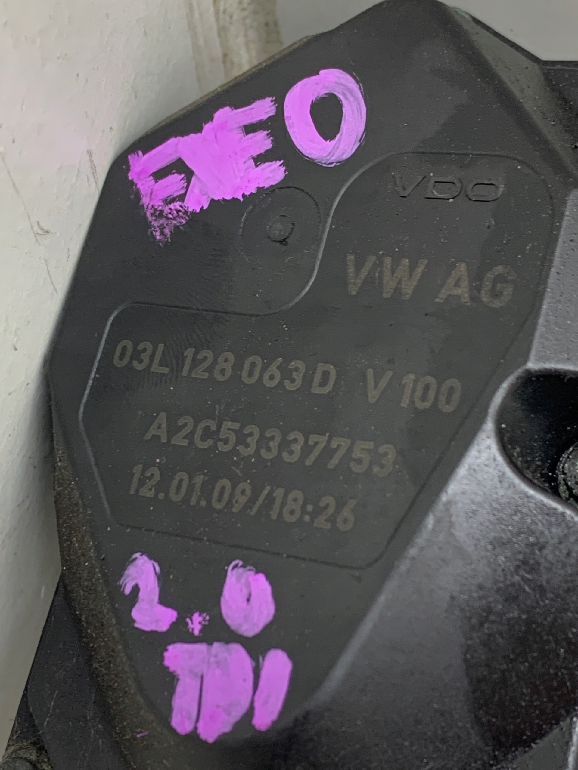 Valvola a farfalla 03L128063D SEAT EXEO 2.0 TDI