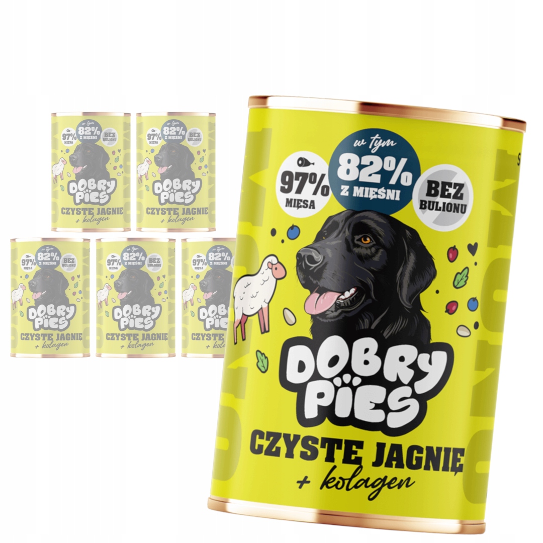 Levně Dobry Pies Mono 6x400g Monoproteinové Krmivo Pro Psy Jehněčí s kolagenem