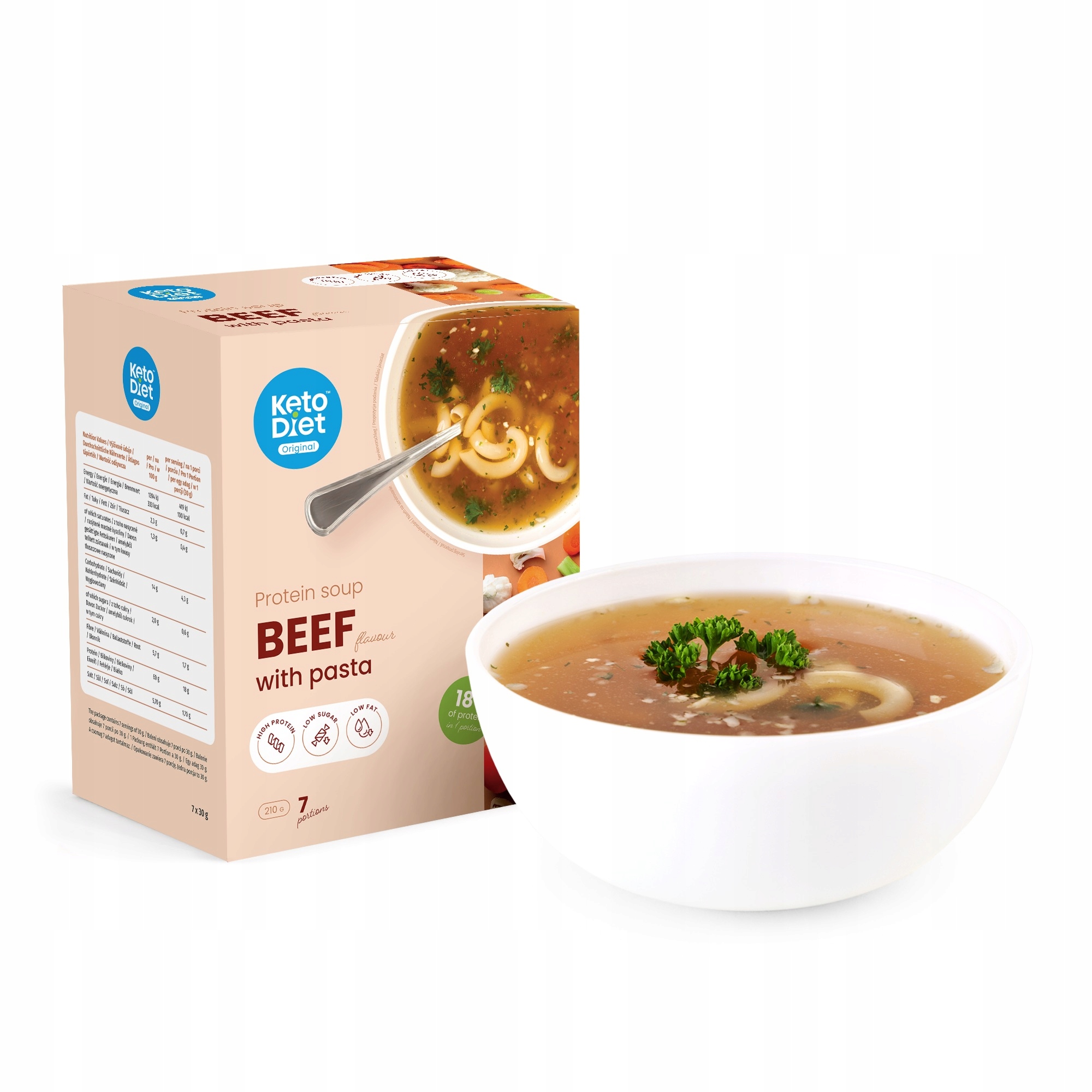 Levně Proteinová polévka hovězí s těstovinami (7 porcí)