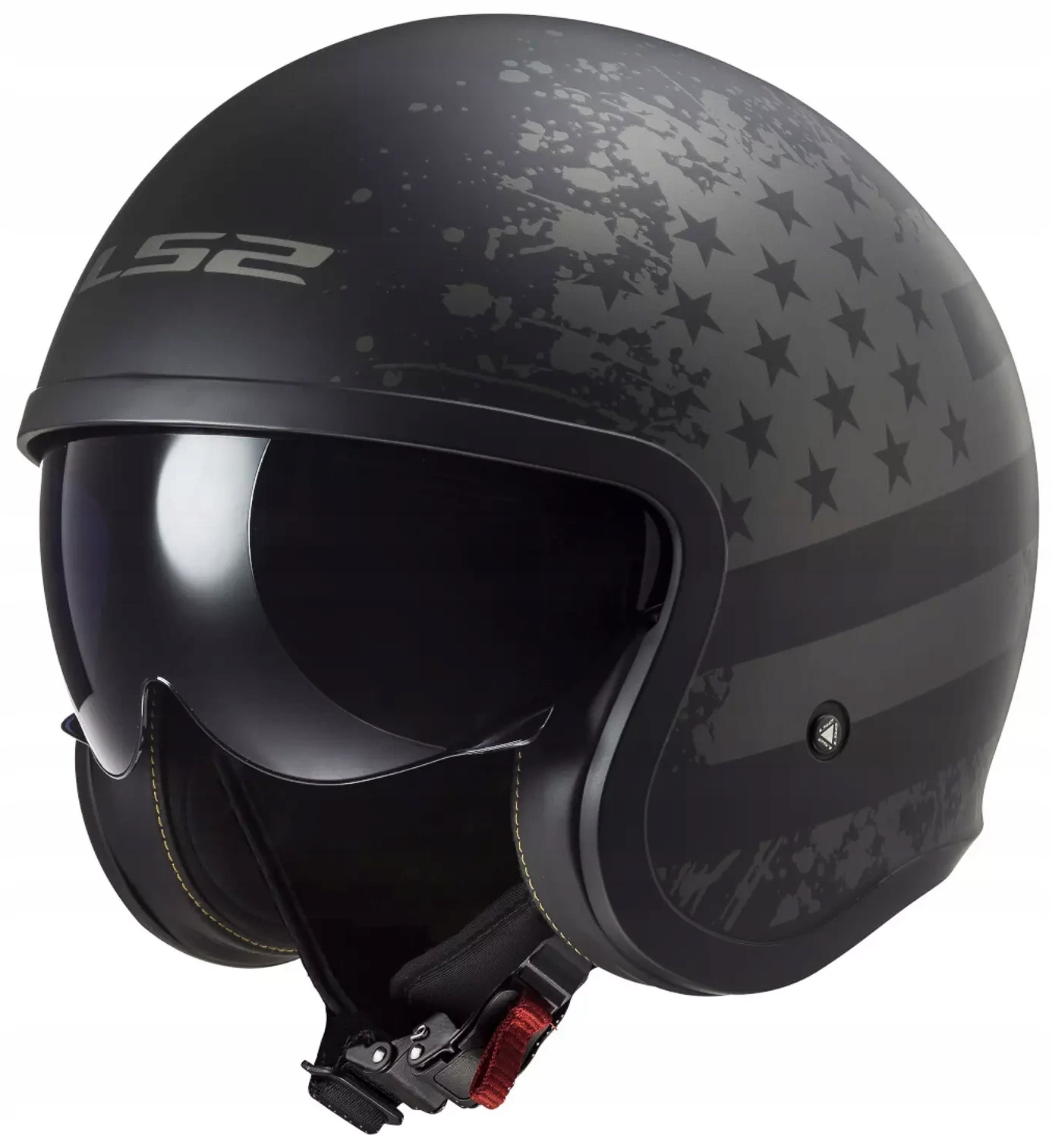 LS2 OF599 Spitfire II Matt Black FLAG-06 Motocyklová Prilba Otvorená Jet L