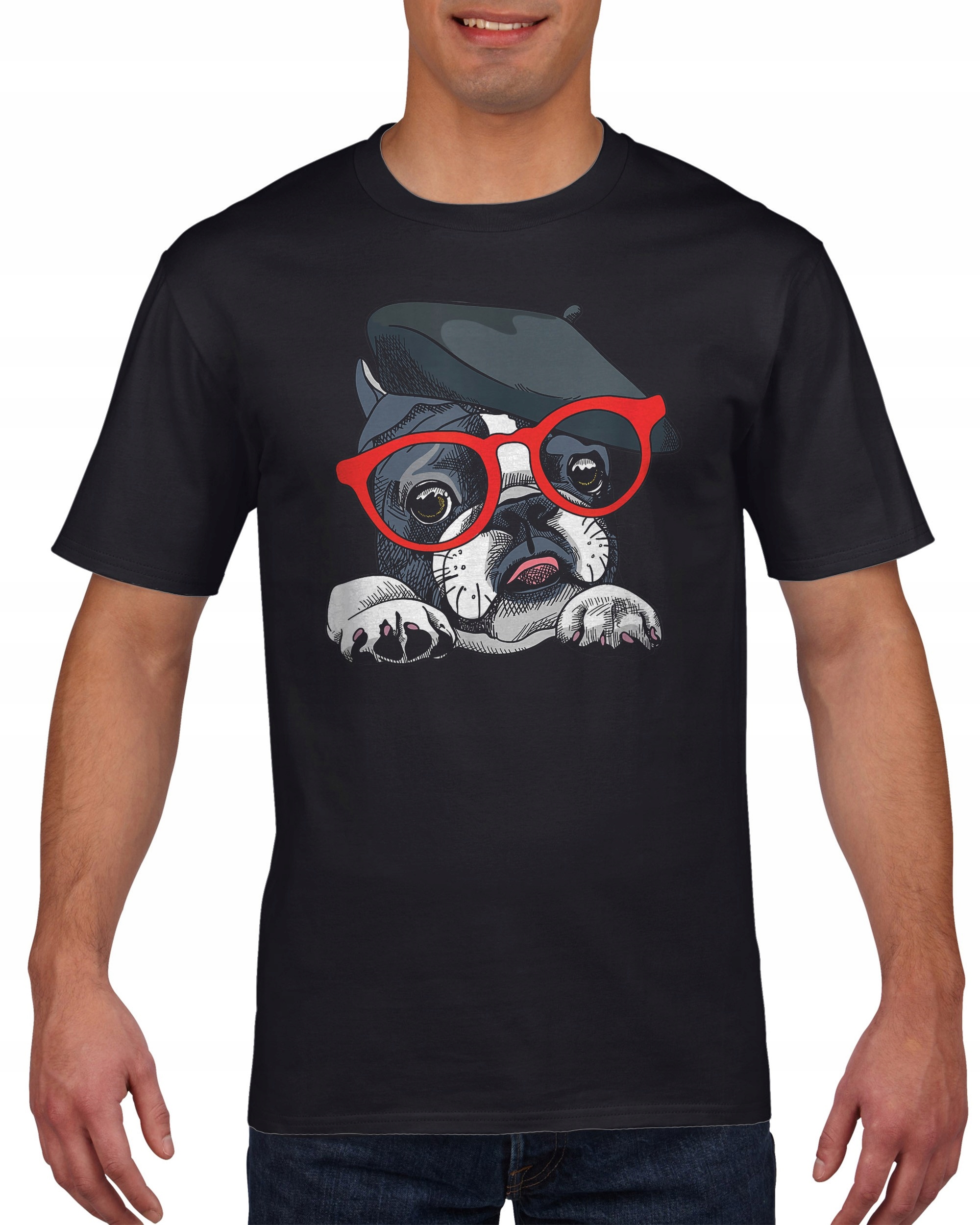 

Koszulka męska Buldog francuski w okularach L