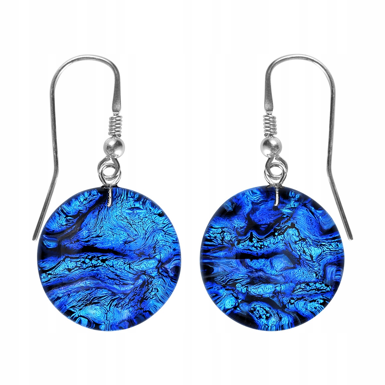 Dámské Náušnice modré Harf, sklo murano, kruhové