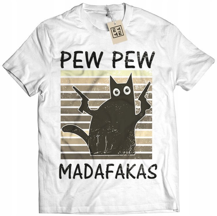 

Męska Koszulka Z Kotem Pew Pew Madafakas M