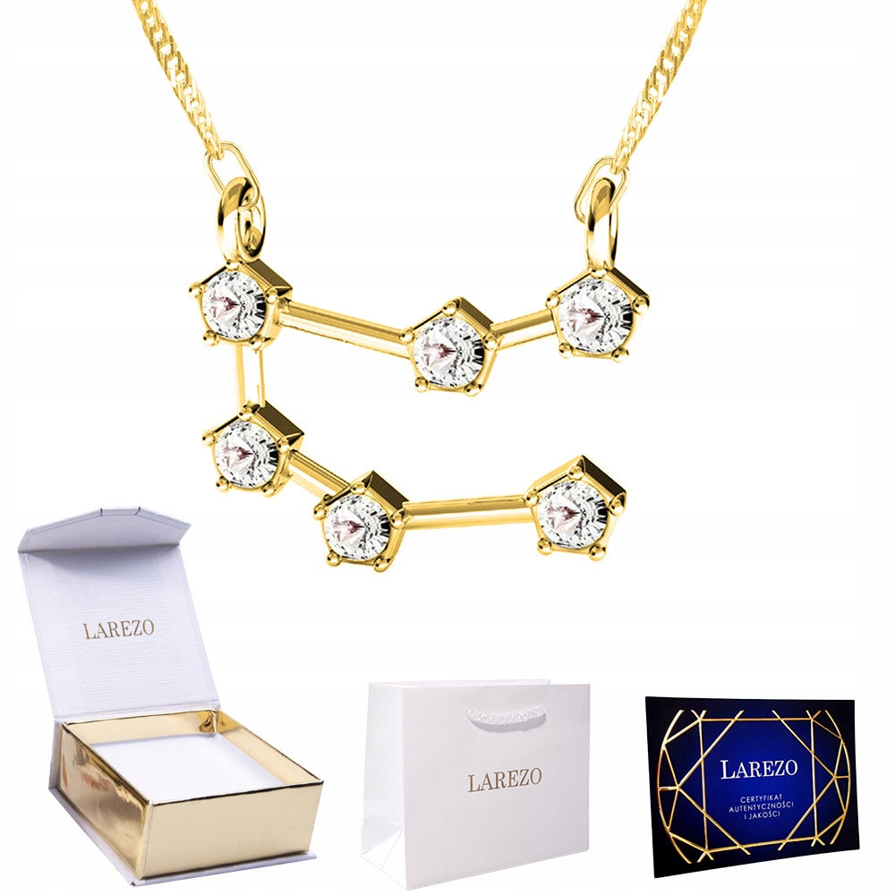 Zlatý náhrdelník 925 se znamením zvěrokruhu a zirkony Znamení zvěrokruhu Blíženci