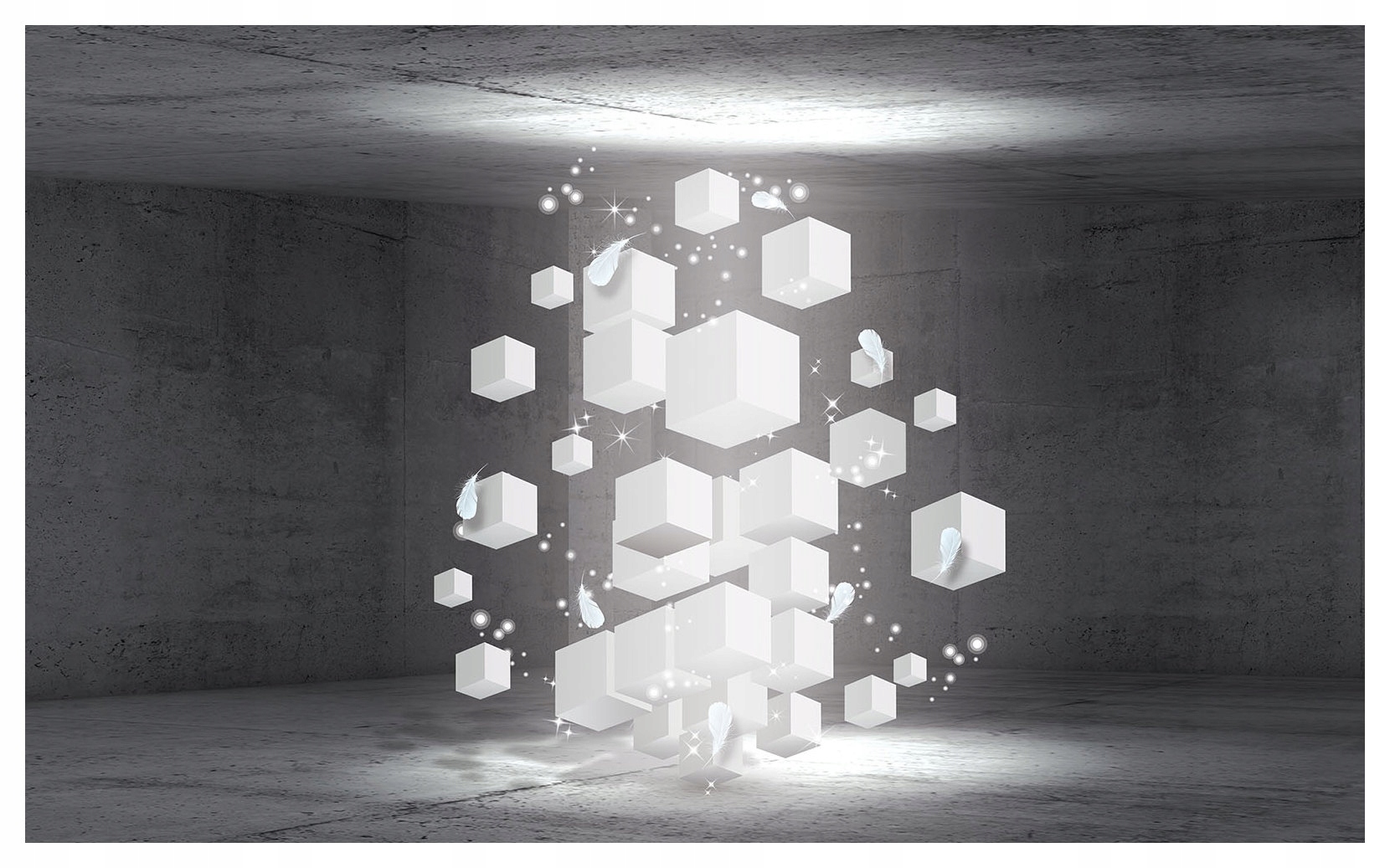 Tapeta Kubistická abstrakcia biela sivá vinylová 368x254 moderná lepidlo