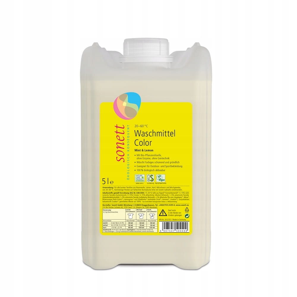 Sonett Eko uniwersalny płyn do prania Kolor 5 l Mięta i Trawa cytrynowa