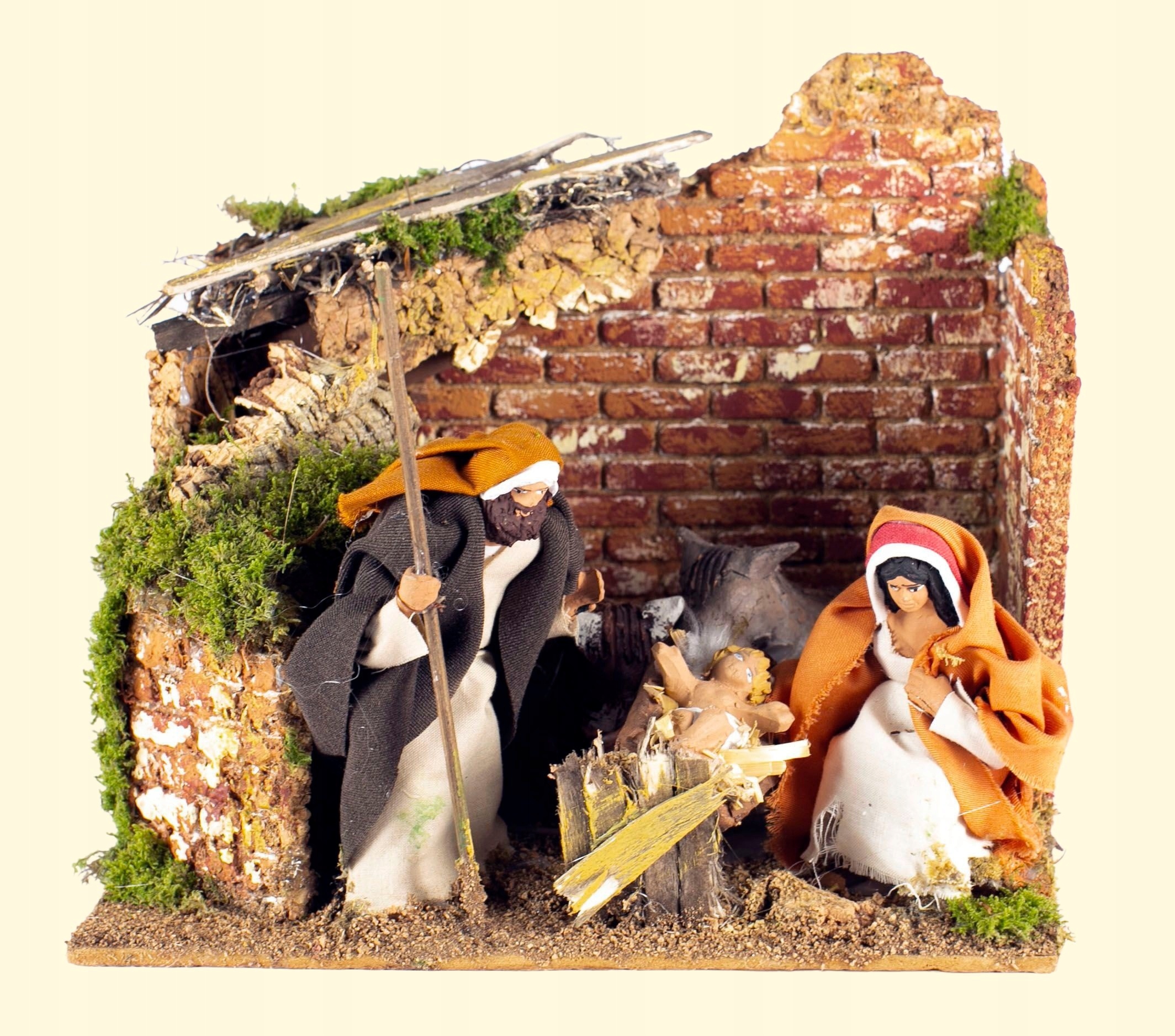Svätá rodina v betleheme s osvetlením, pohyblivá postava, pre postavy s výškou 12 cm
