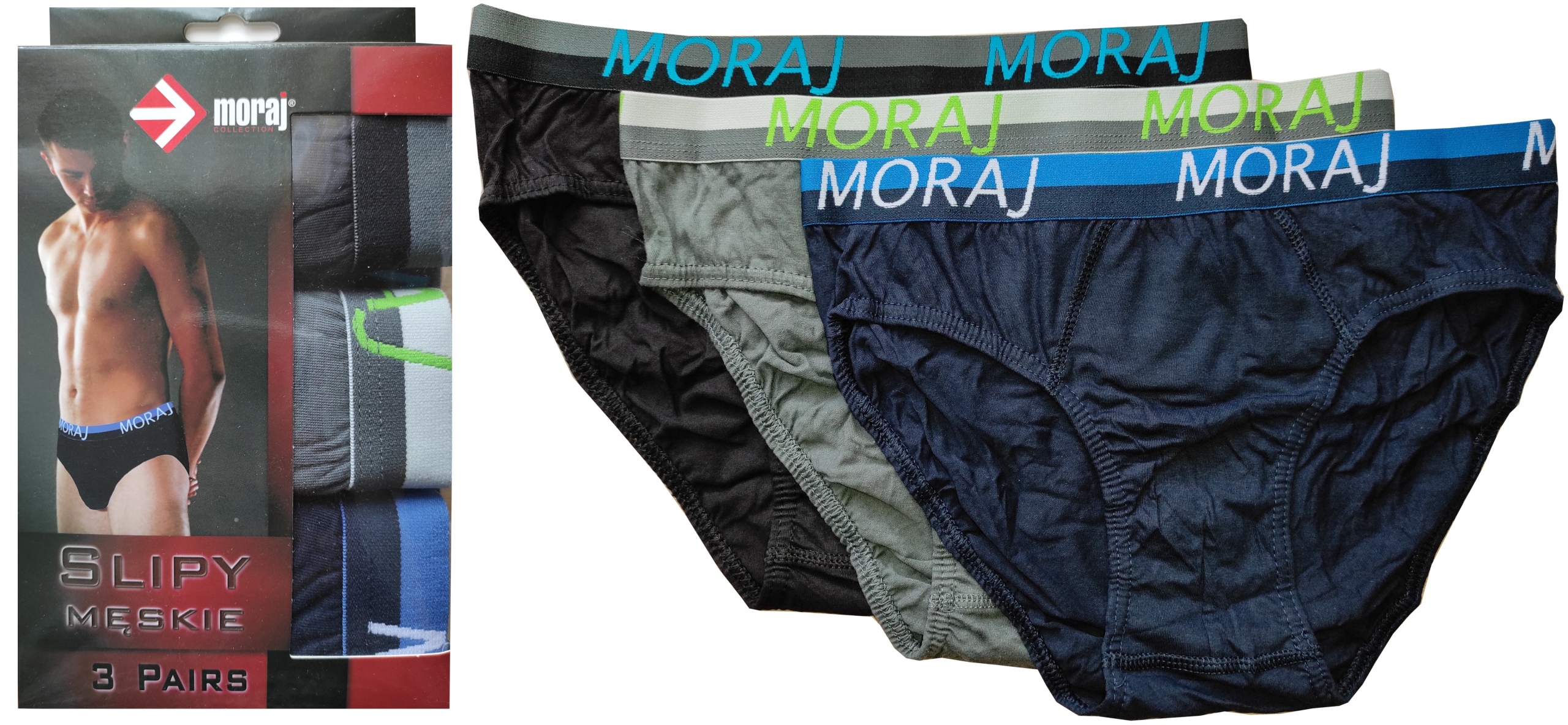 

3 Szt Slipy Męskie Bawełniane Moraj Wzory - XL