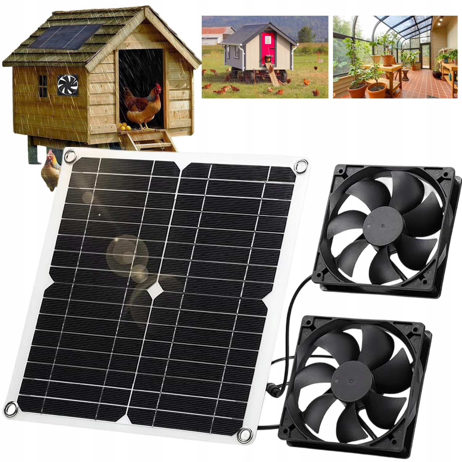 Mocny Wentylator Solarny 12W Wentylator Wyciągowy Bez Zapachów Do Kurnika