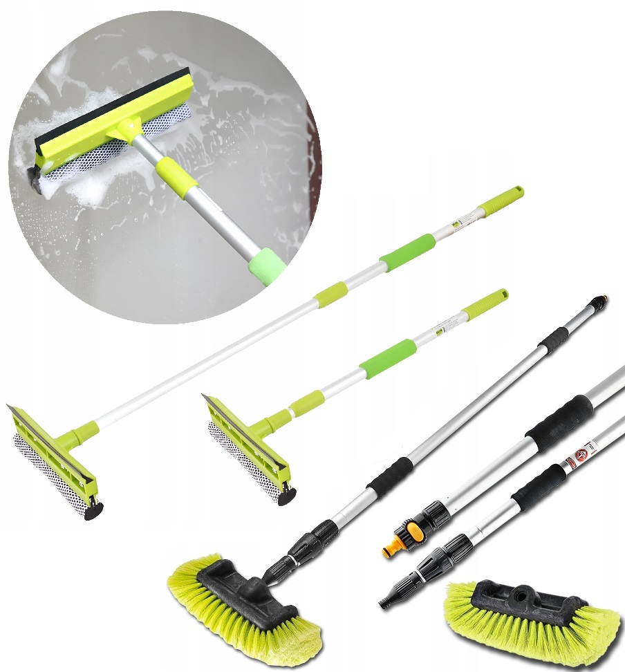 TELESKOPOWA SZCZOTKA DO MYCIA AUTA BUS TIR 250CM + TEKESKOPOWA ŚCIĄGACZKA
