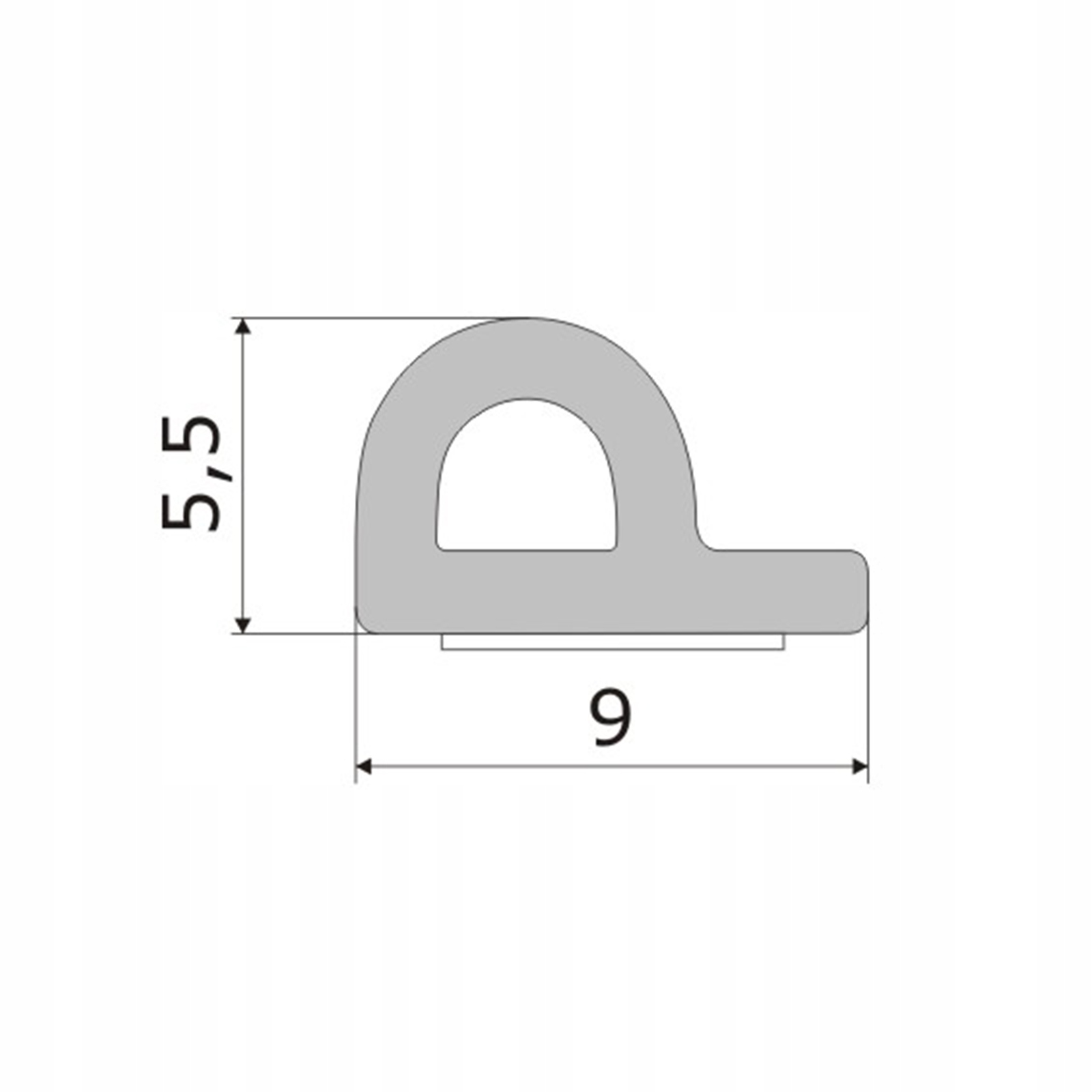 USZCZELKA USZCZELKI DO DRZWI I OKIEN typ P 1 metr Grubość 5 mm