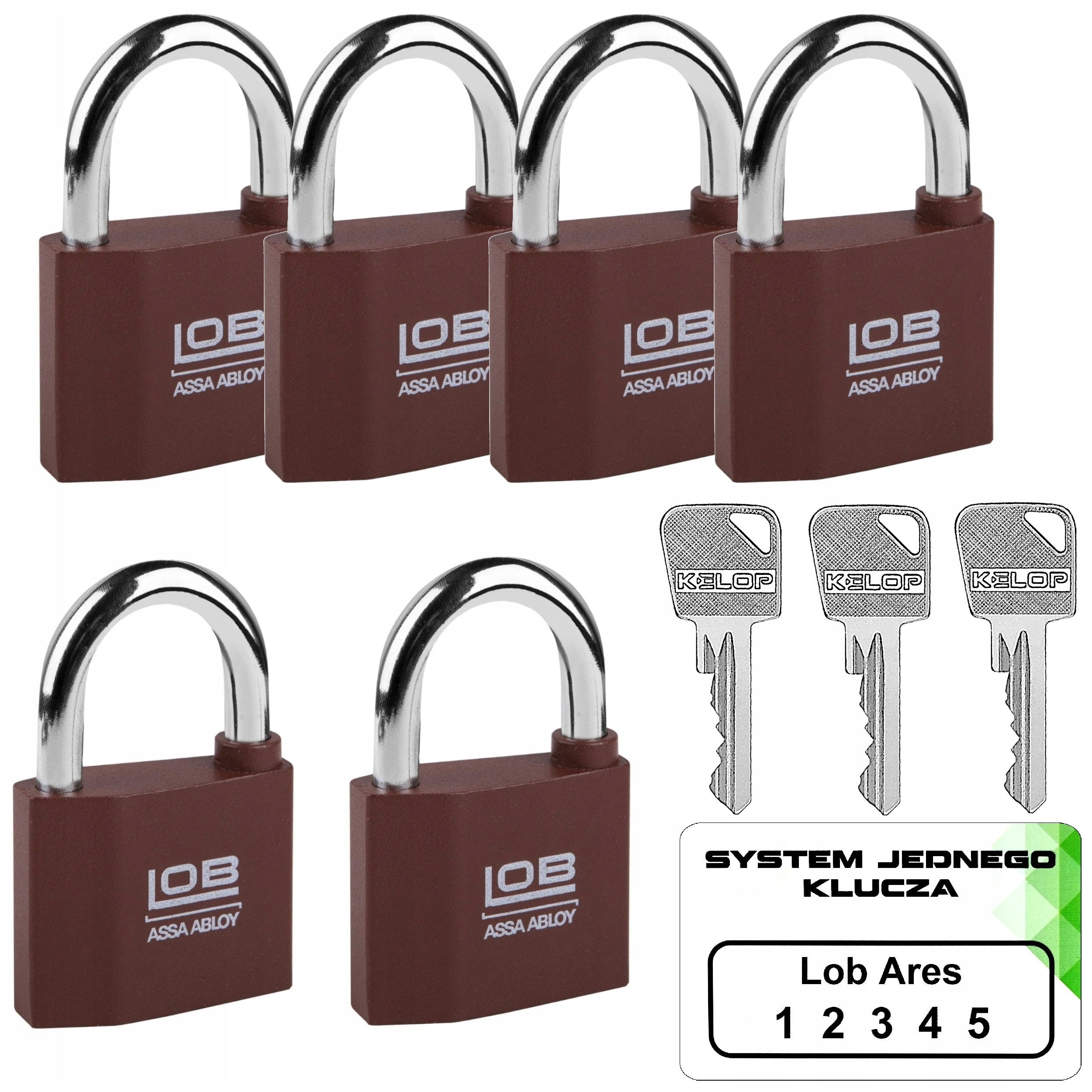6x kłódka KZ50 Lob Ares system jednego klucza