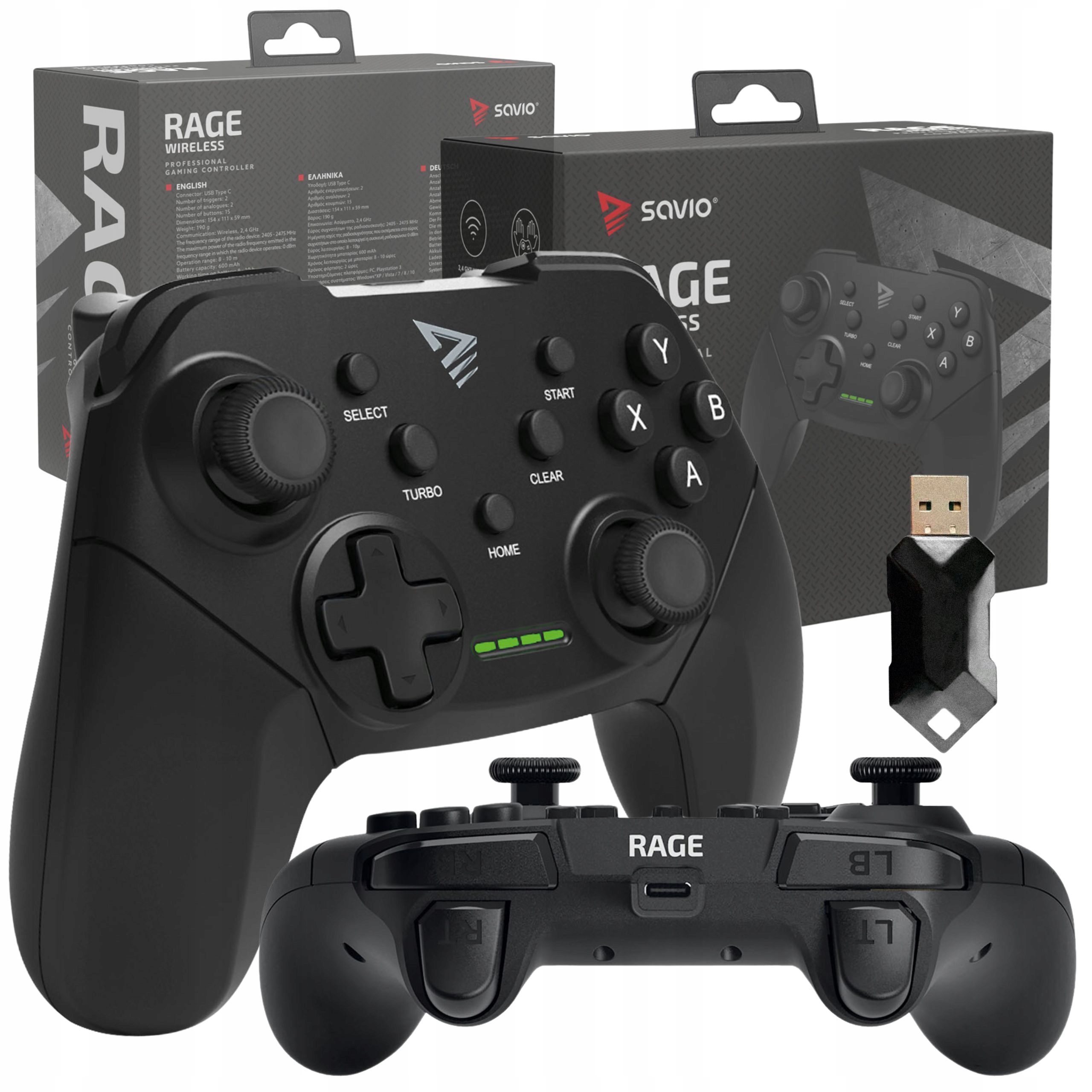 Gamepad Bezprzewodowy Pc PS3 Savio Rage Wireless Kontroler z wibracjami Usb