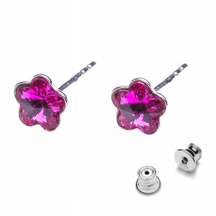 

Srebrne kolczyki z kr. Swarovski kwiatek 6mm Fuch