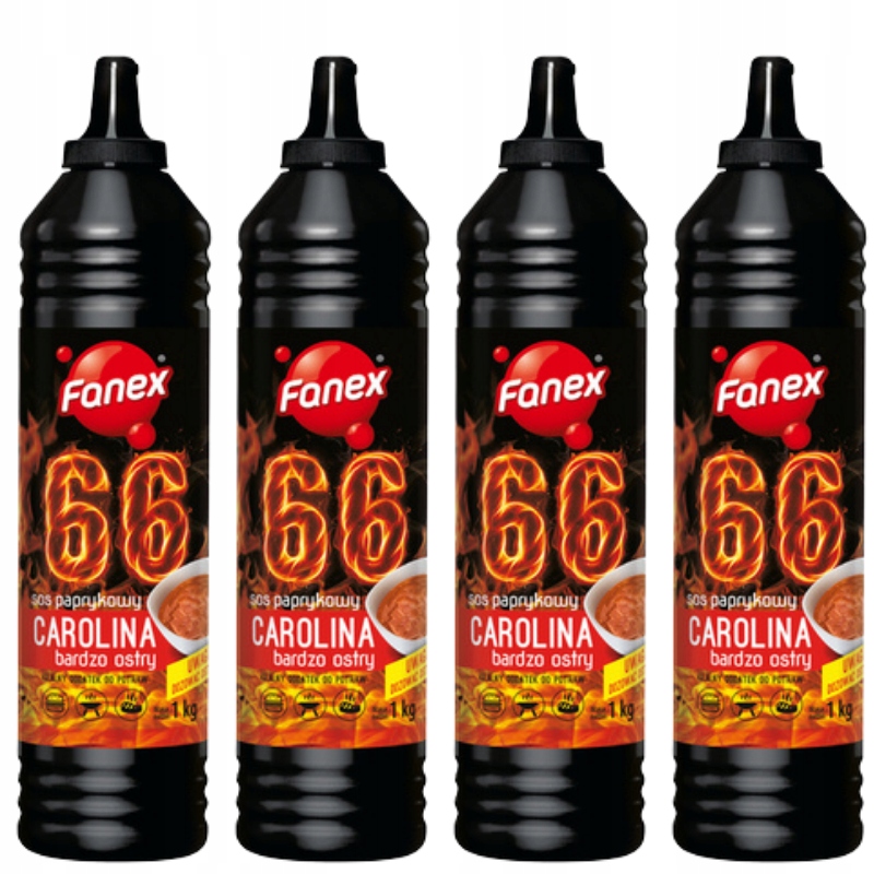 Zestaw 4 szt Fanex Sos Paprykowy Carolina 1 kg bardzo ostry Nr 66