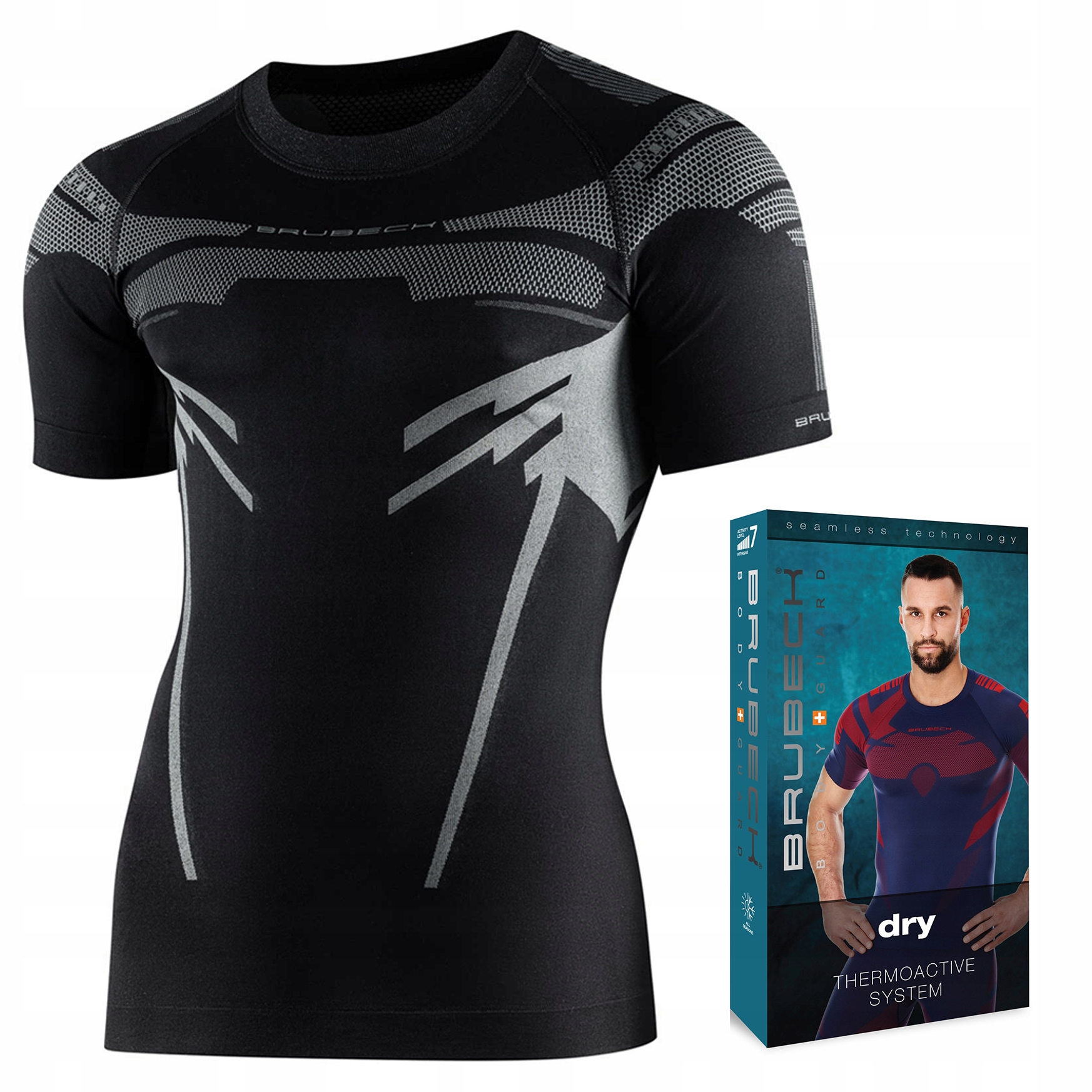 Męska Koszulka Termoaktywna Brubeck Dry sportowa Krótki Rękaw L