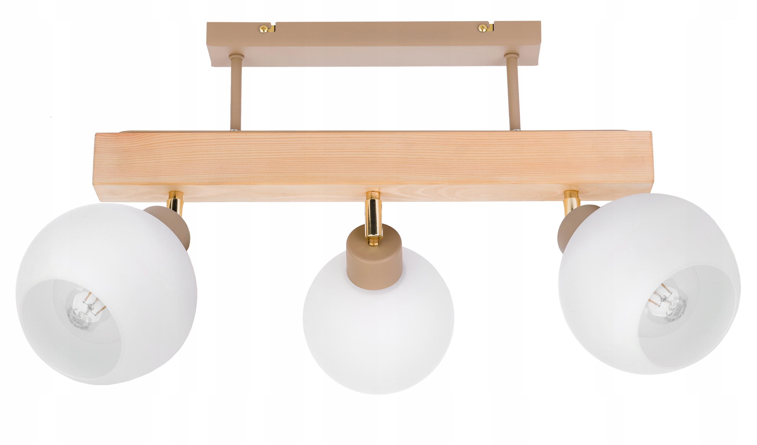 Dřevěná stropní lampa Lustr Stropní Svítidlo Klosz Kula E27 Kaszmir béžová