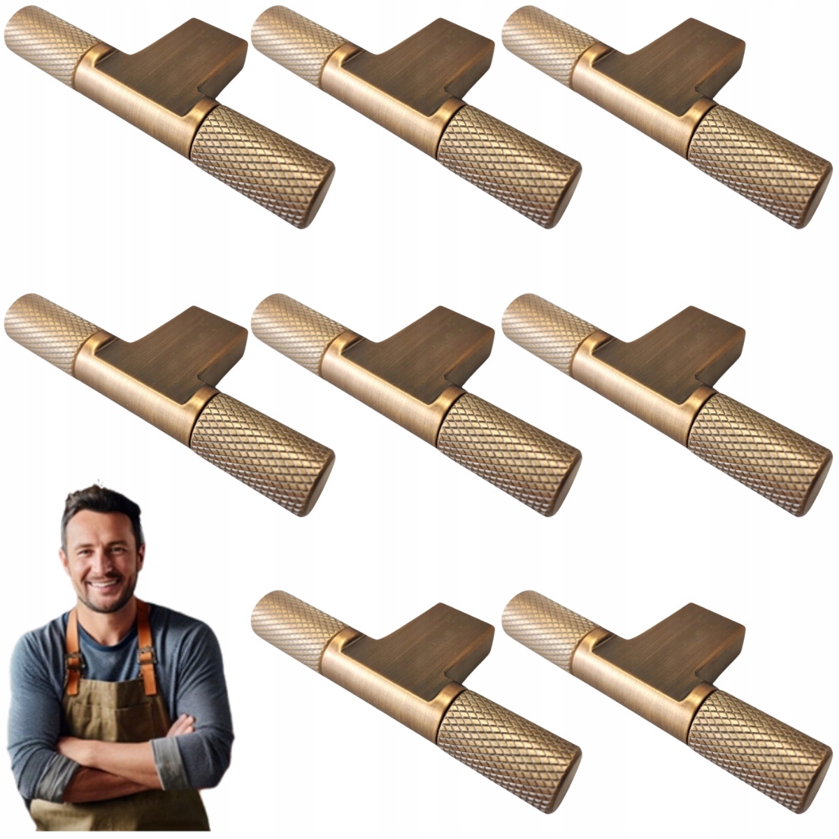 Nábytkový držiak Gombík Rea Mlotek patinovaný Zlaté Radelko 72x12mm 8ks